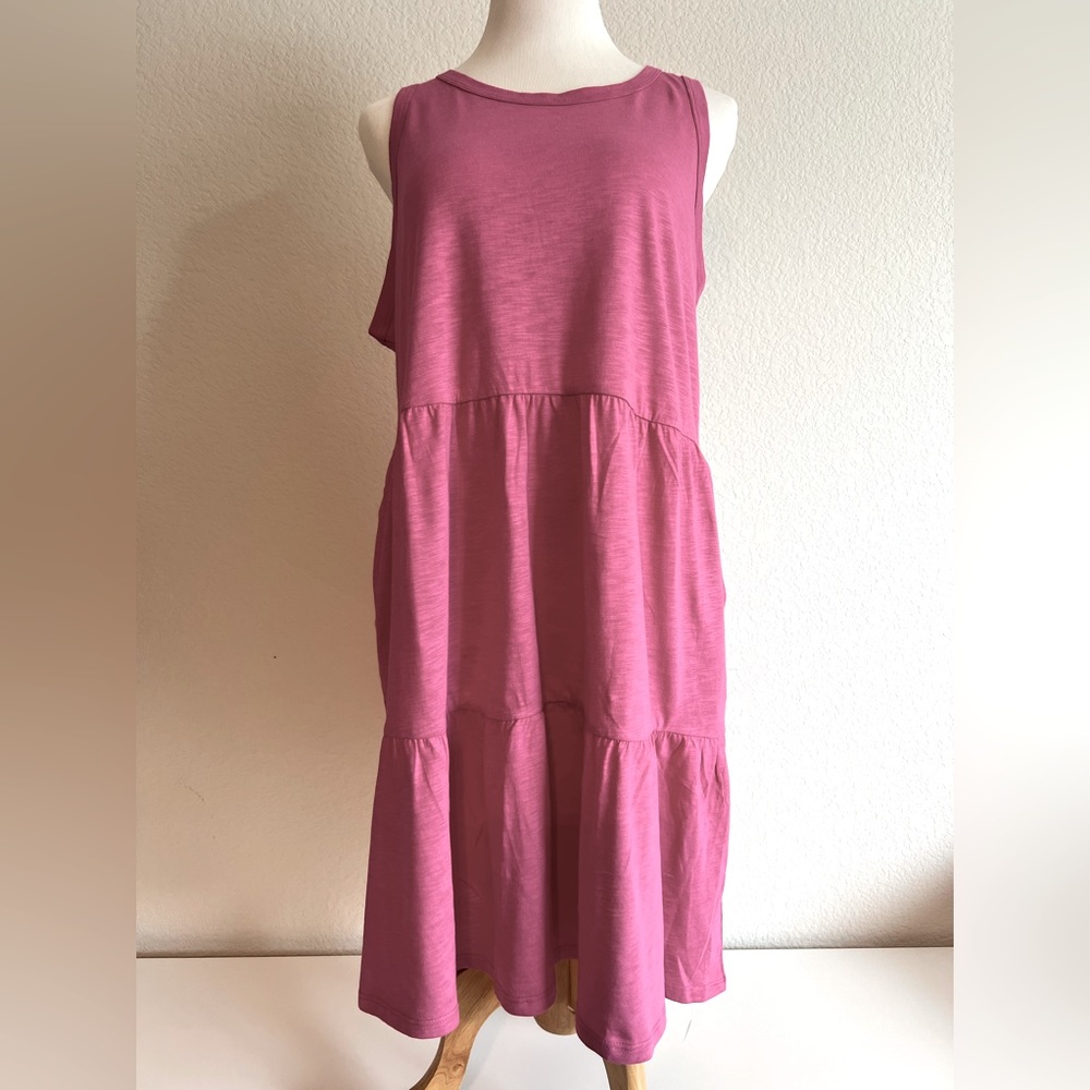 GAP Sleeveless Tiered Midi Dress in Dusty Rose